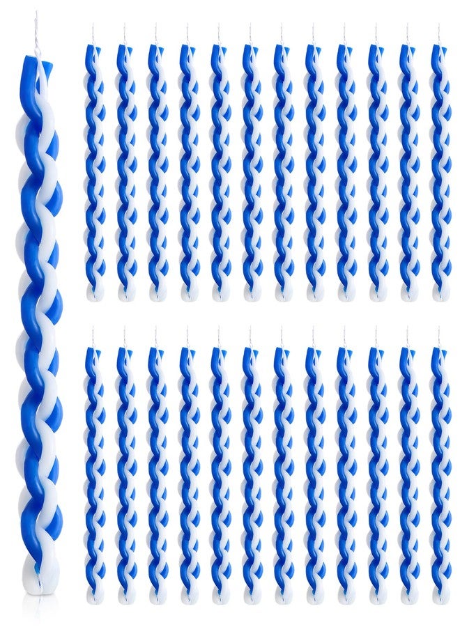 Conelist 24 Pack Havdalah Candle, Braided Blue and White, 11 Inch Handcrafted Flat Havdallah Candles Twisted Shabbat Candles Set for Jewish Supplies Judaica Gift - Image 1